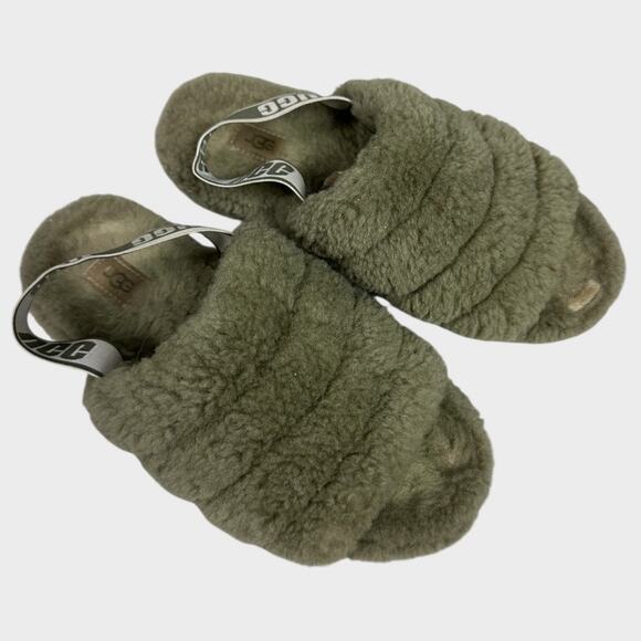 UGG Womens Fluff Yeah Slide Slippers Size 8 Green - Picture 1 of 11
